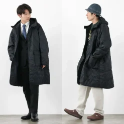 REMI RELIEF / Nylon Rip Gourd Quilted Coat Hoodie