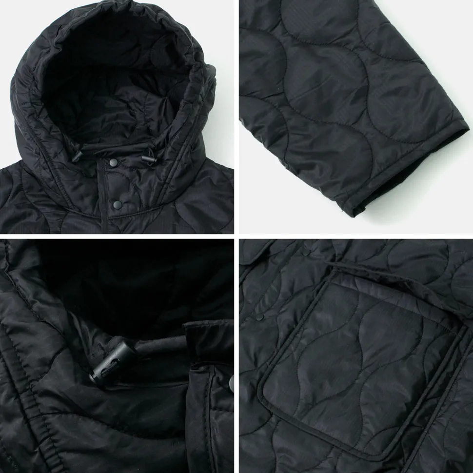 REMI RELIEF / Nylon Rip Gourd Quilted Coat Hoodie