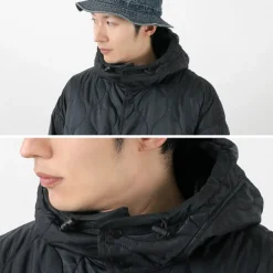 REMI RELIEF / Nylon Rip Gourd Quilted Coat Hoodie