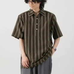 ROCOCO / Cupro linen woven poloshirt