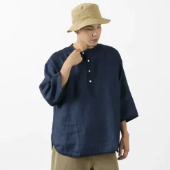 ROCOCO / Linen cloth Henley Neck T-Shirt