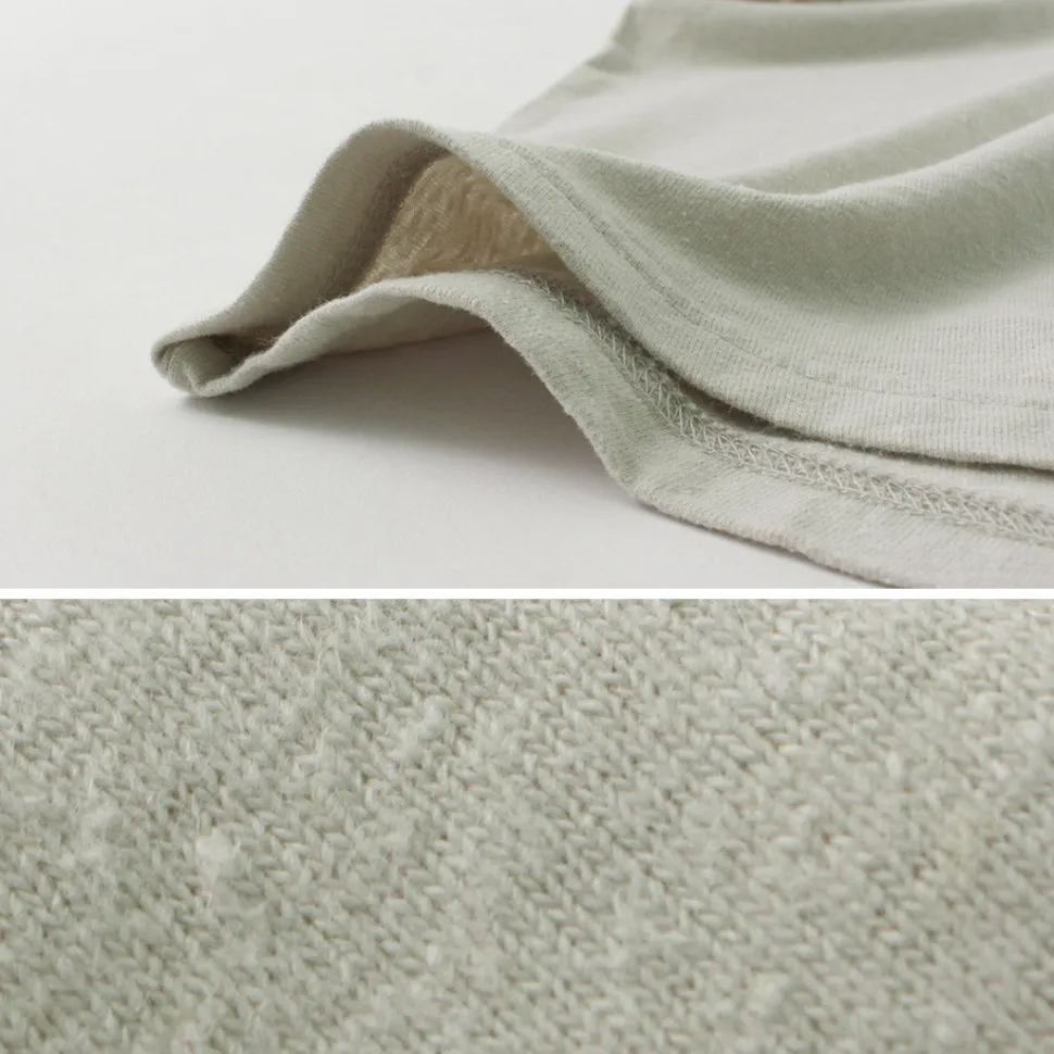 ROCOCO / Linen Cotton Key Neck T-Shirt