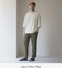 ROCOCO / Linen Cotton Key Neck T-Shirt