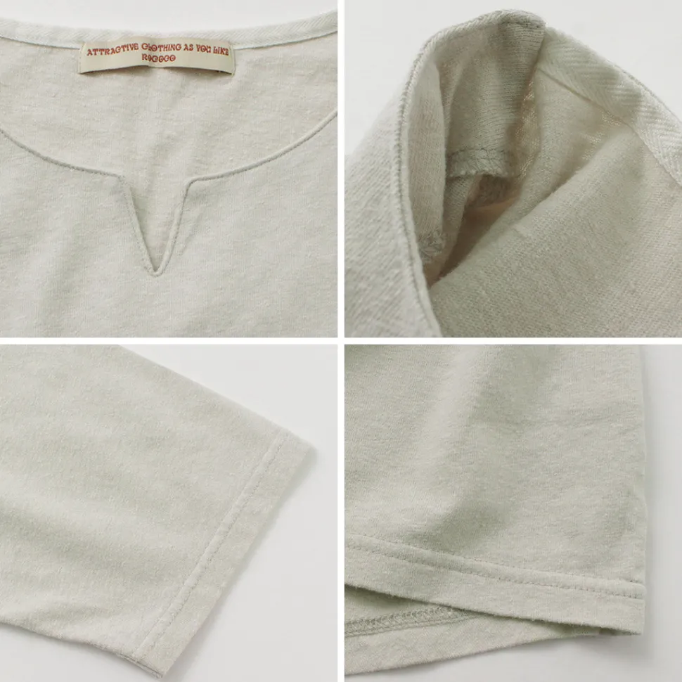 ROCOCO / Linen Cotton Key Neck T-Shirt
