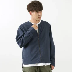 ROCOCO / Polylammy Coolmax stretch collarless shirt cardigan