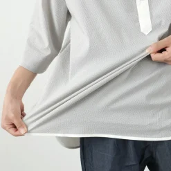 ROCOCO / Woven seersucker henley neck T-shirt