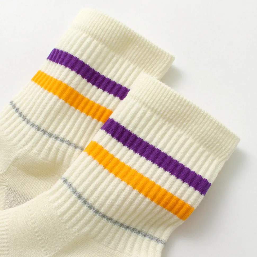 ROTOTO / All Rounder 2 Stripe Merino Crew Socks