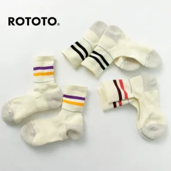 ROTOTO / All Rounder 2 Stripe Merino Crew Socks