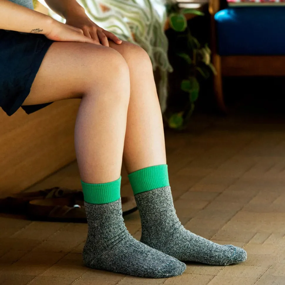 ROTOTO / Double Face Crew Socks Silk & Cotton