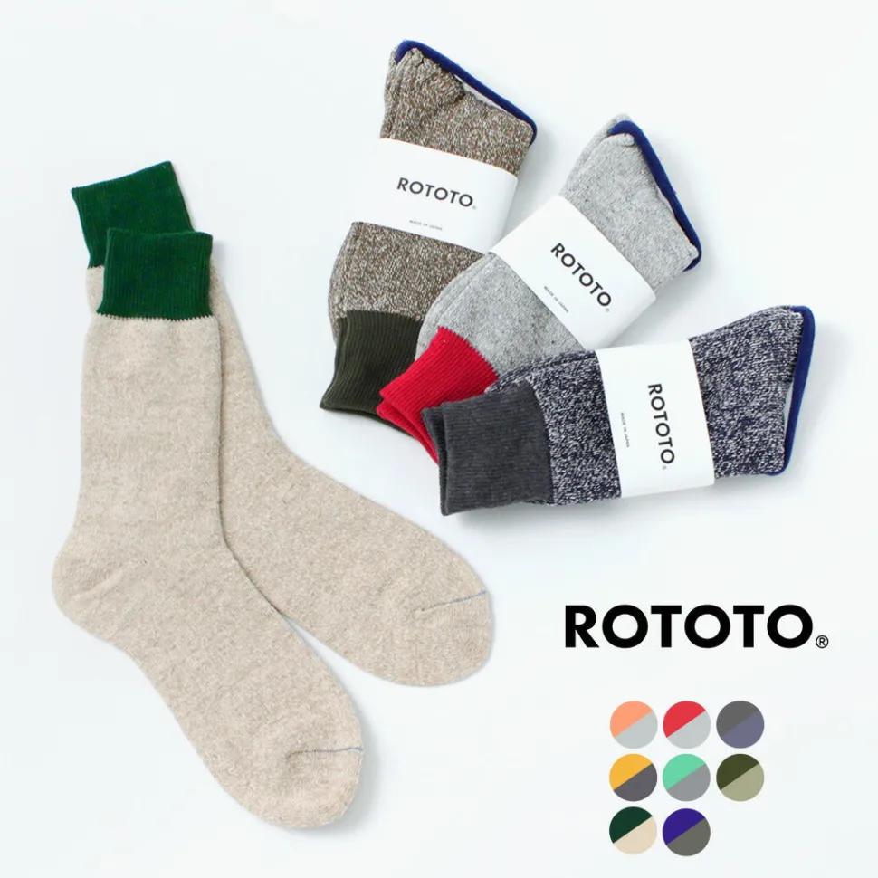 ROTOTO / Double Face Crew Socks Silk & Cotton