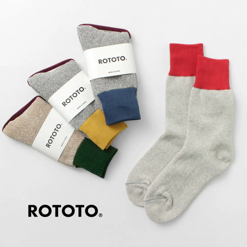 ROTOTO / Double Face Crew Socks Silk & Cotton