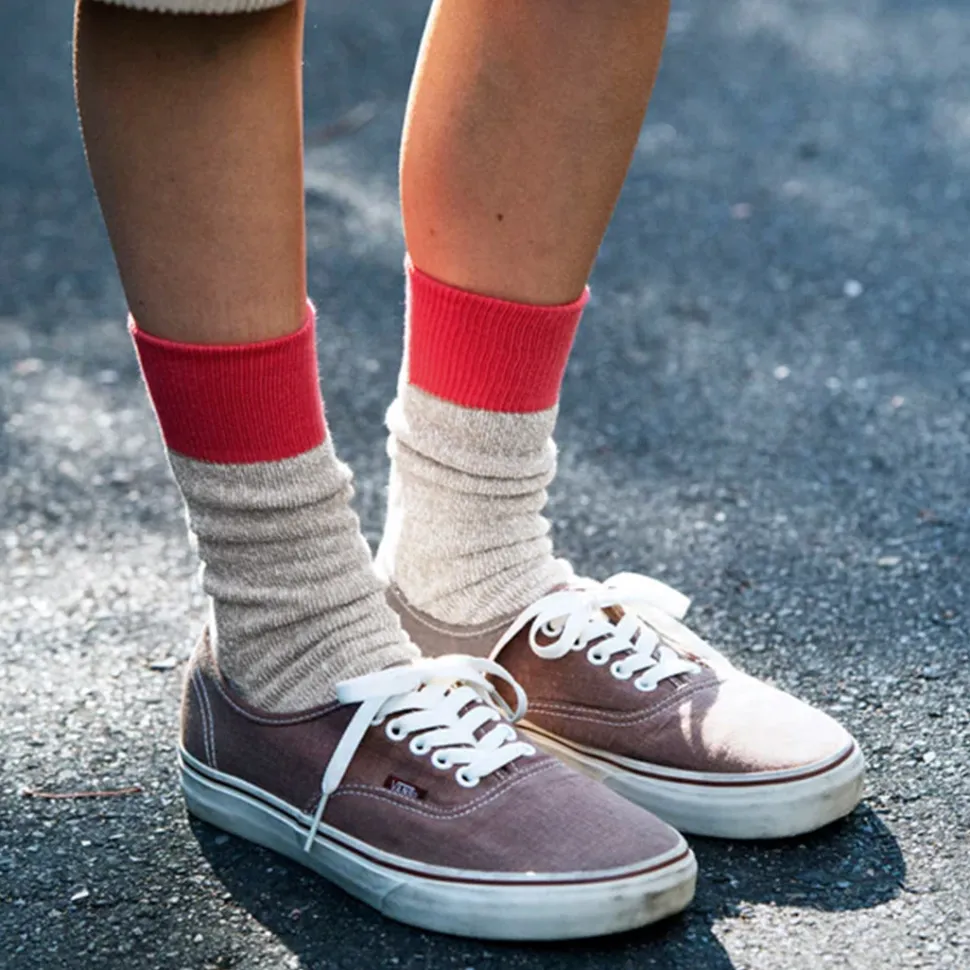 ROTOTO / Double Face Crew Socks Silk & Cotton