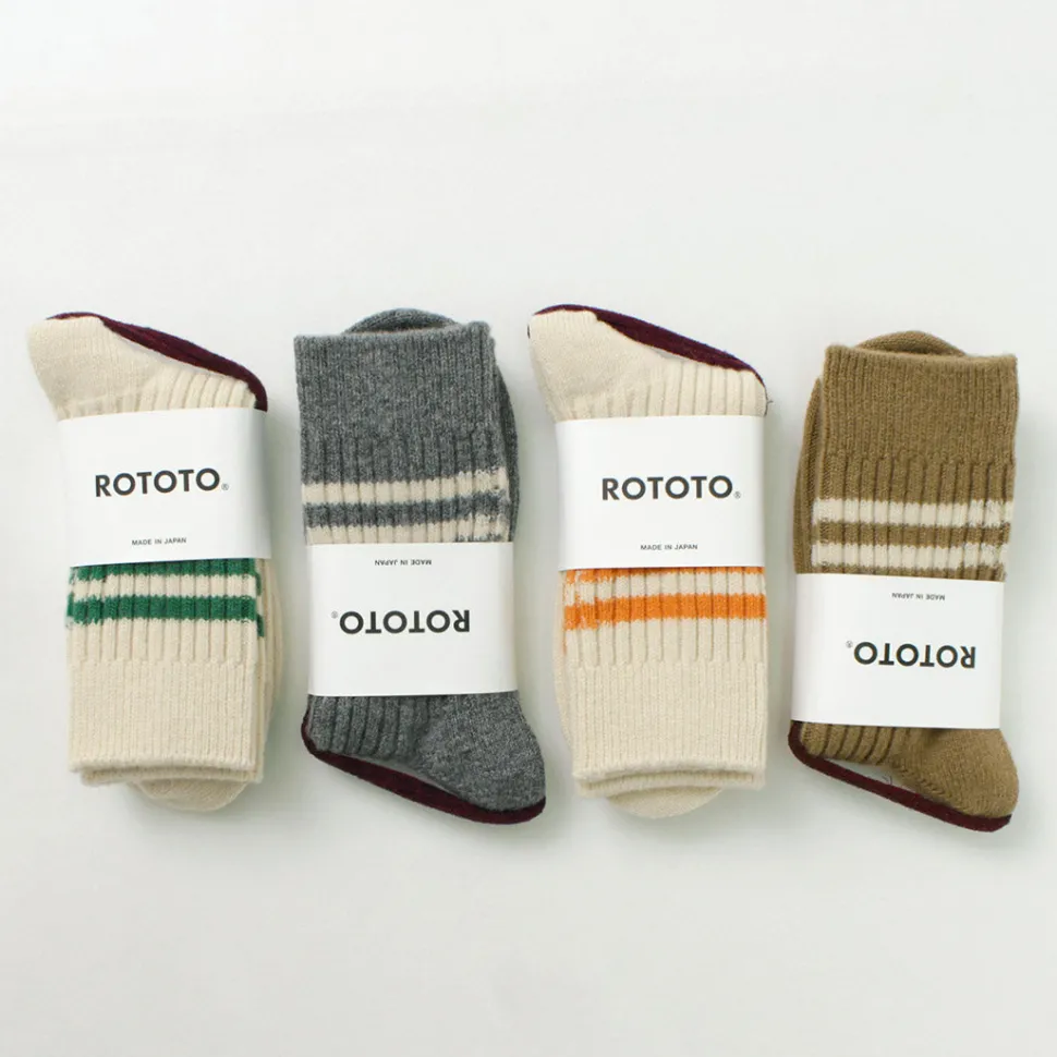 ROTOTO / Merino Lambs Wool Striped Socks
