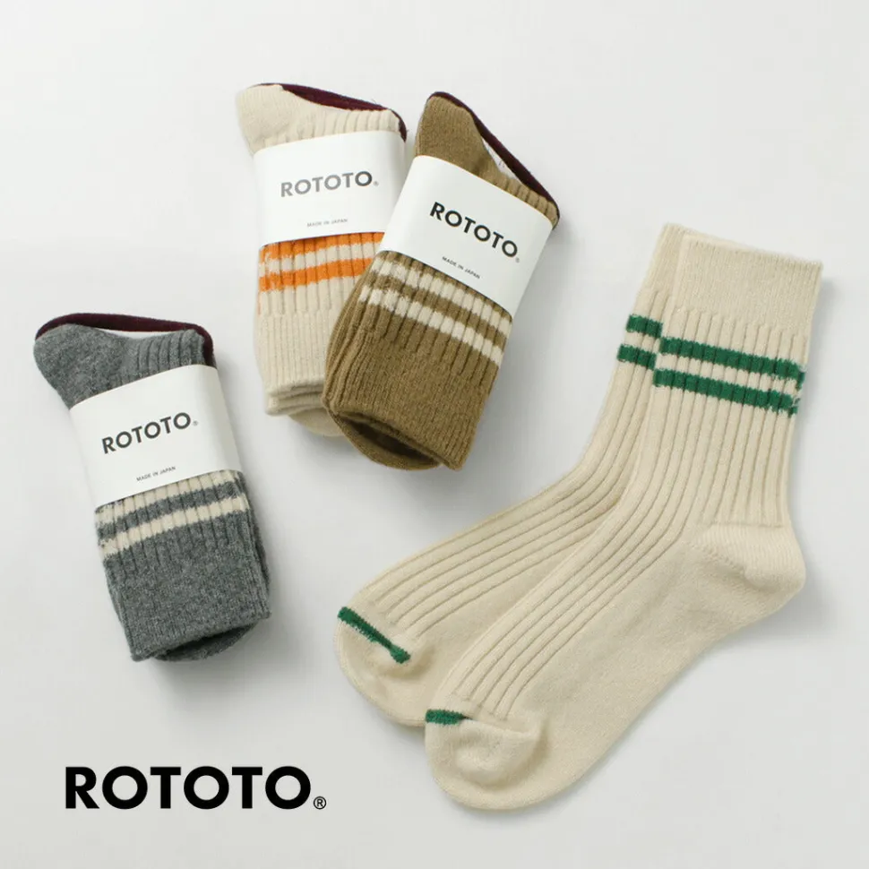 ROTOTO / Merino Lambs Wool Striped Socks