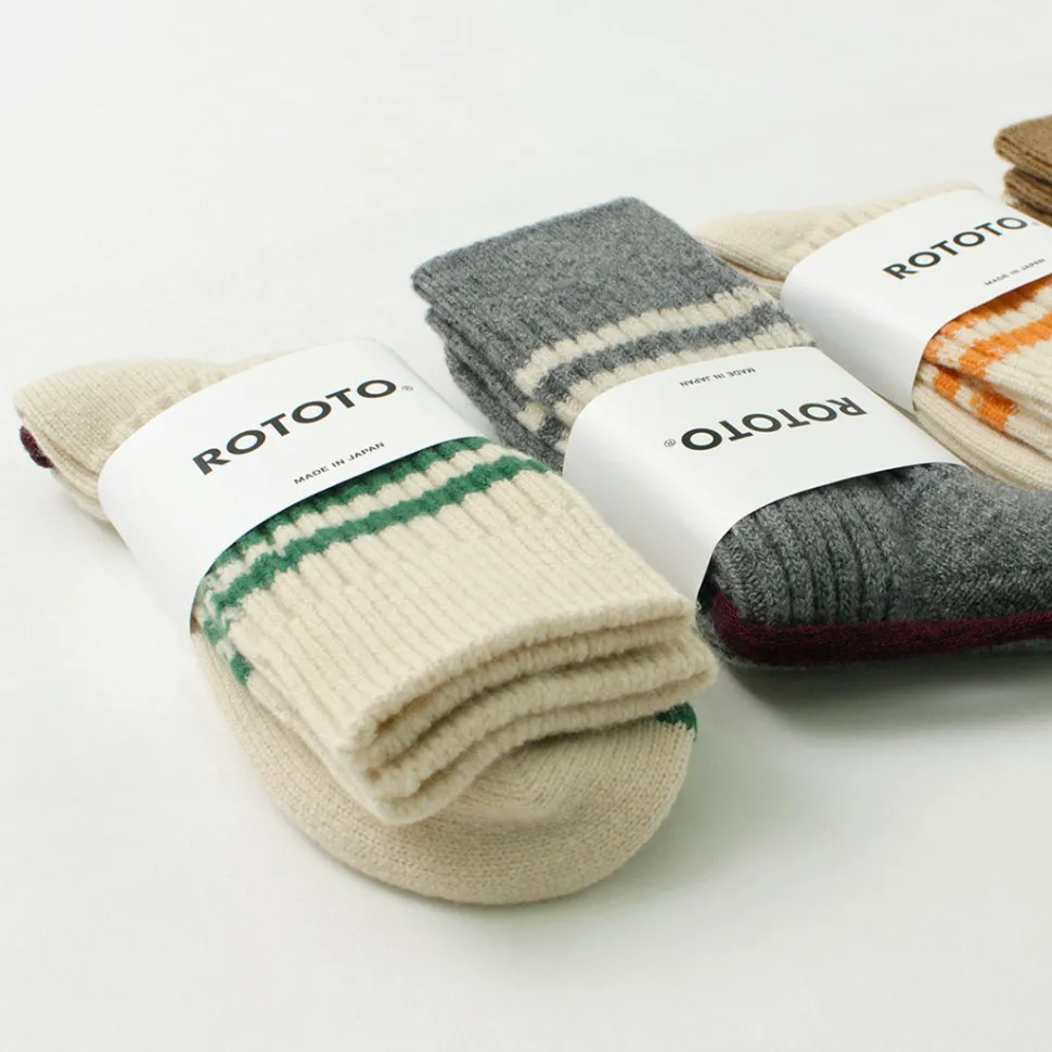 ROTOTO / Merino Lambs Wool Striped Socks