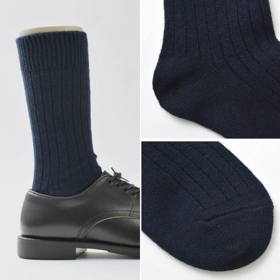 ROTOTO / R1327 Cotton wool ribbed crew socks