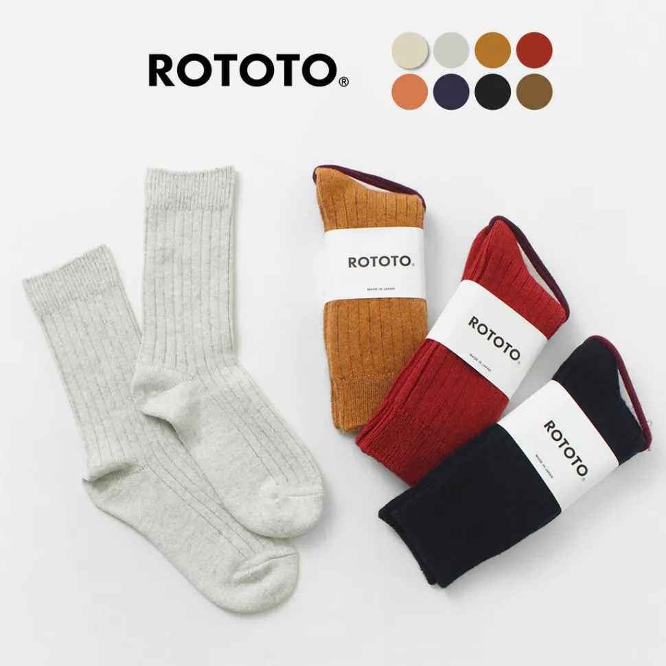 ROTOTO / R1327 Cotton wool ribbed crew socks
