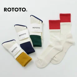 ROTOTO / R1421 Organic cotton double layer crew socks