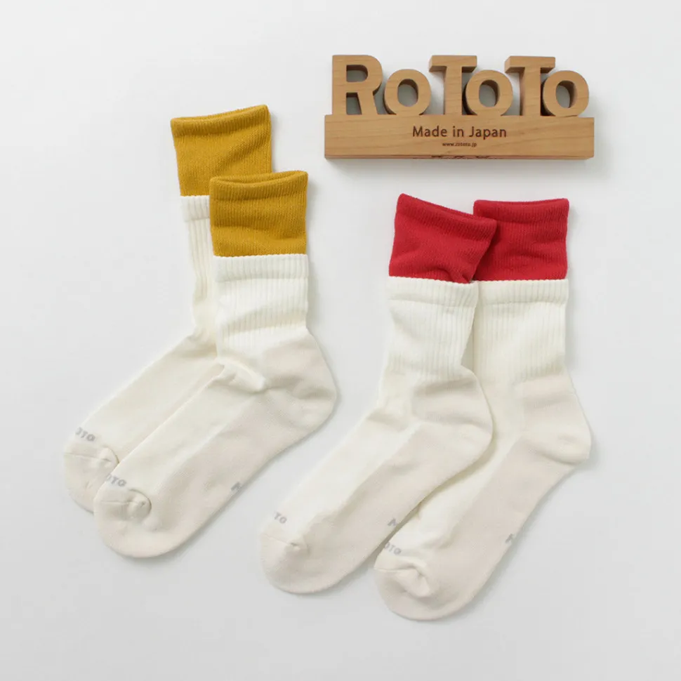 ROTOTO / R1421 Organic cotton double layer crew socks