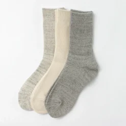 ROTOTO / R1427 Organic Daily 3 Pack Ribbed Crew Socks