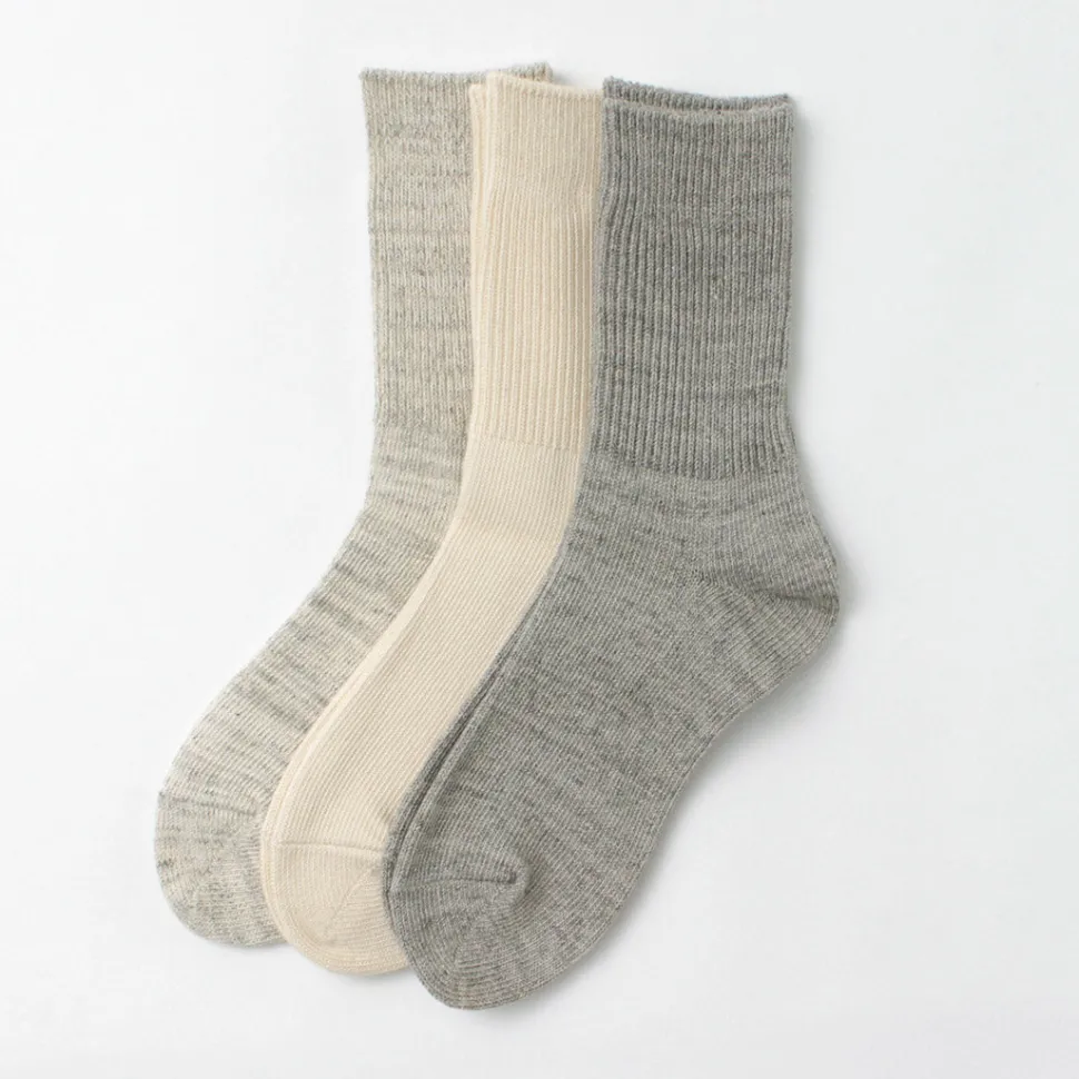 ROTOTO / R1427 Organic Daily 3 Pack Ribbed Crew Socks