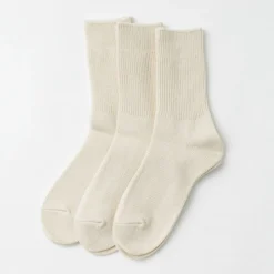ROTOTO / R1427 Organic Daily 3 Pack Ribbed Crew Socks