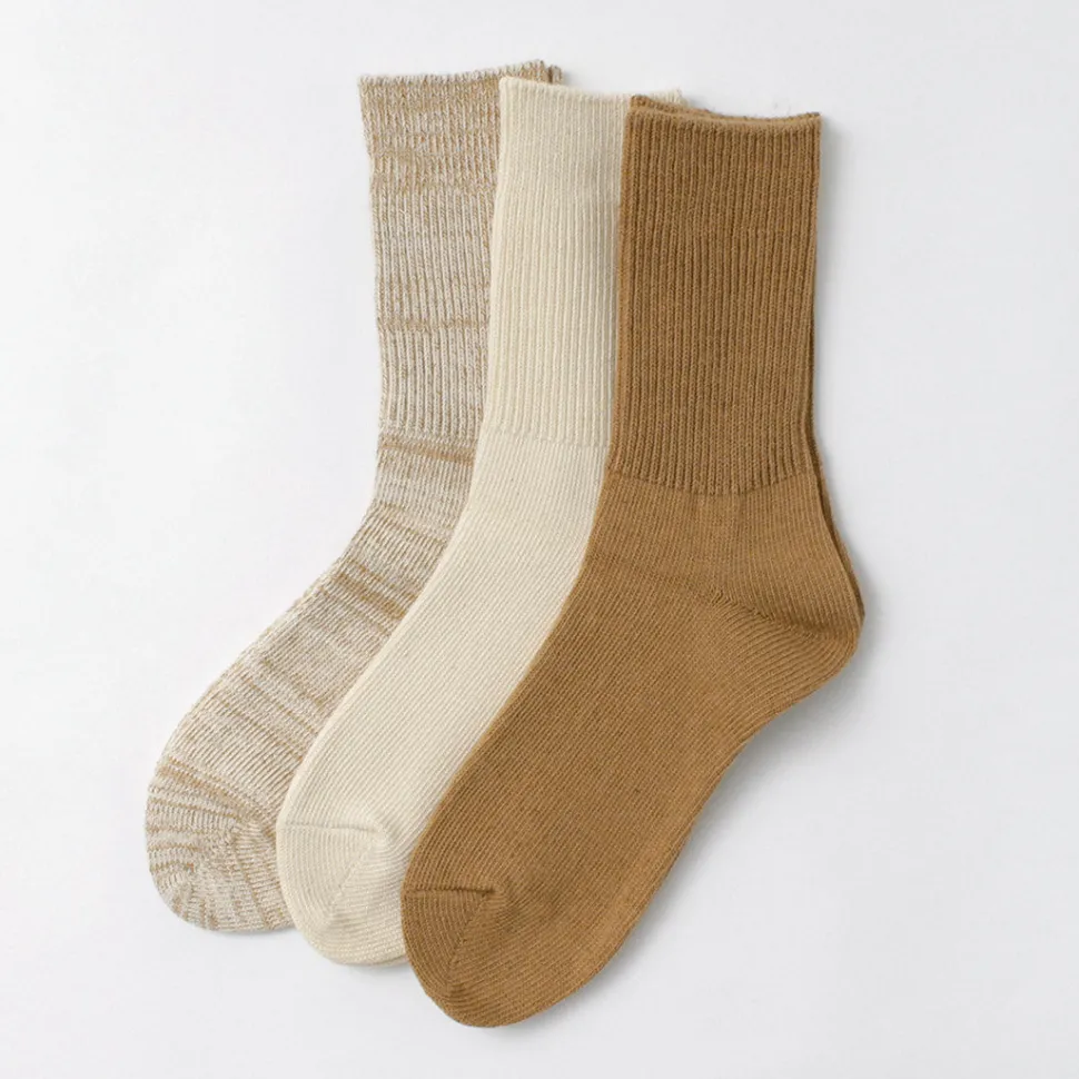 ROTOTO / R1427 Organic Daily 3 Pack Ribbed Crew Socks
