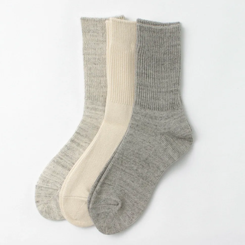 ROTOTO / R1427 Organic Daily 3 Pack Ribbed Crew Socks