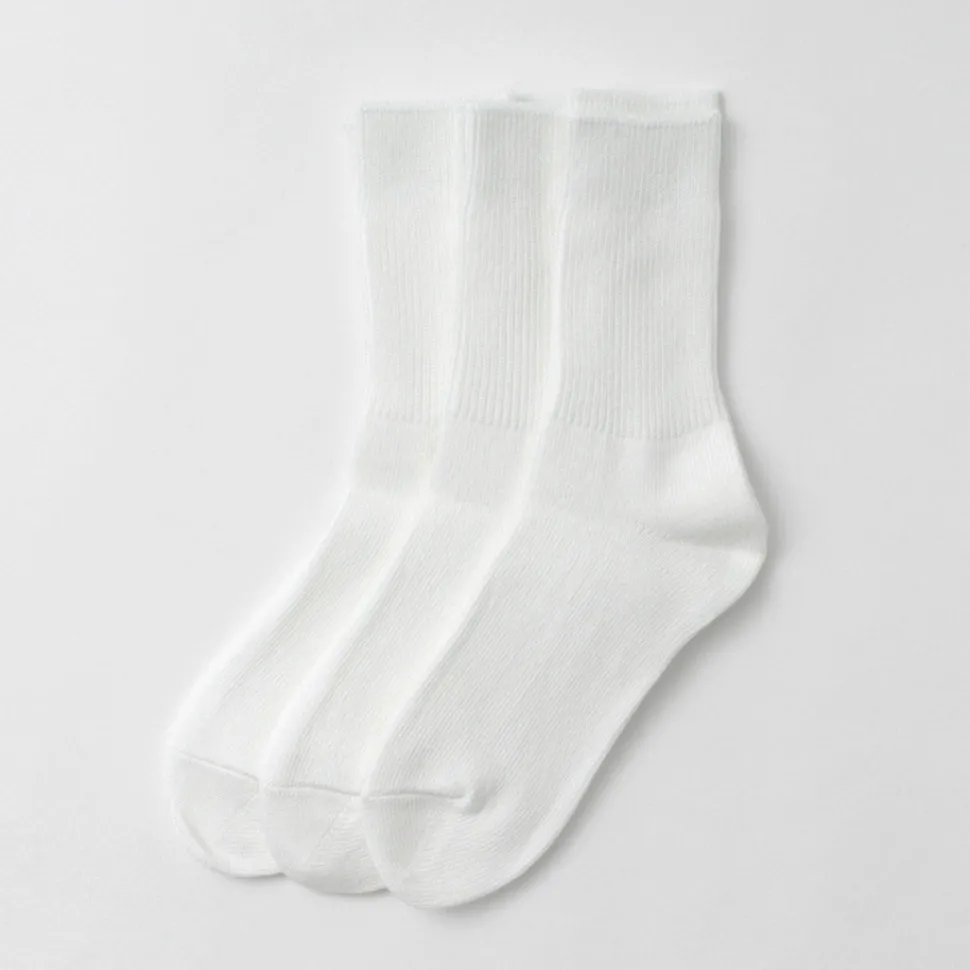 ROTOTO / R1427 Organic Daily 3 Pack Ribbed Crew Socks
