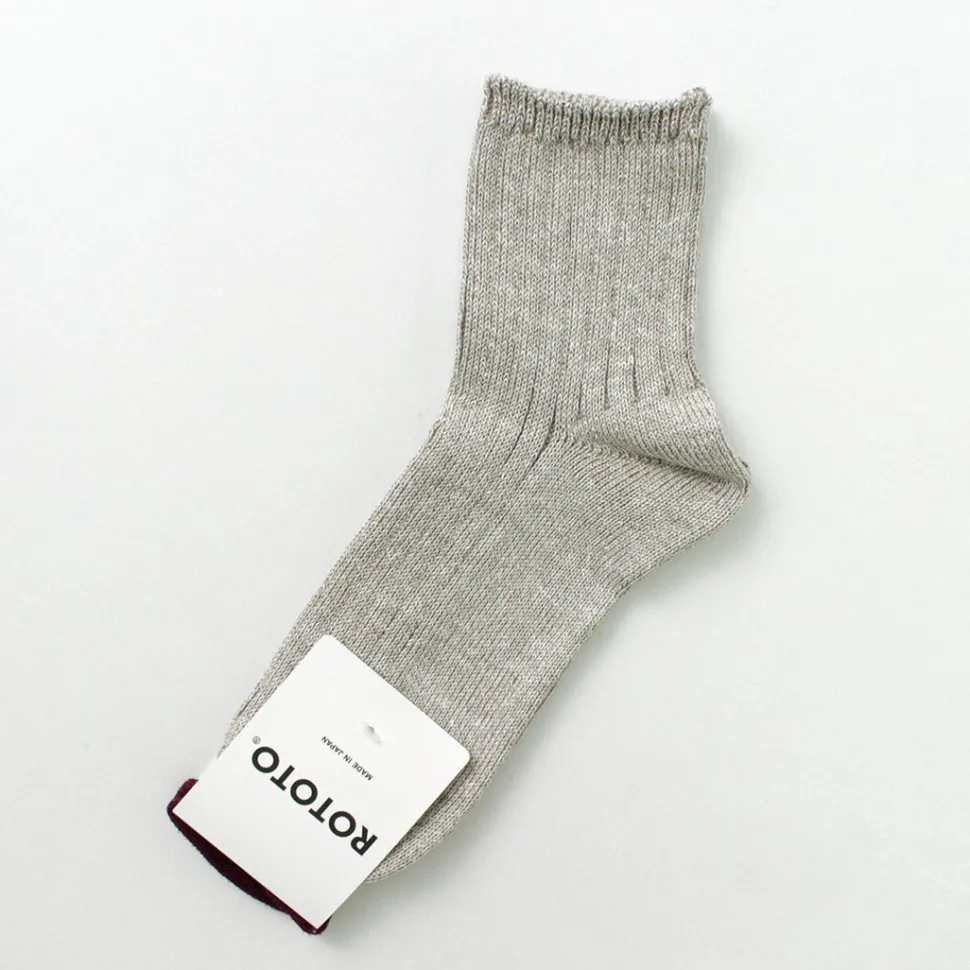 ROTOTO / R1462 Short linen cotton ribbed socks