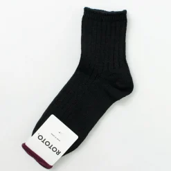 ROTOTO / R1462 Short linen cotton ribbed socks