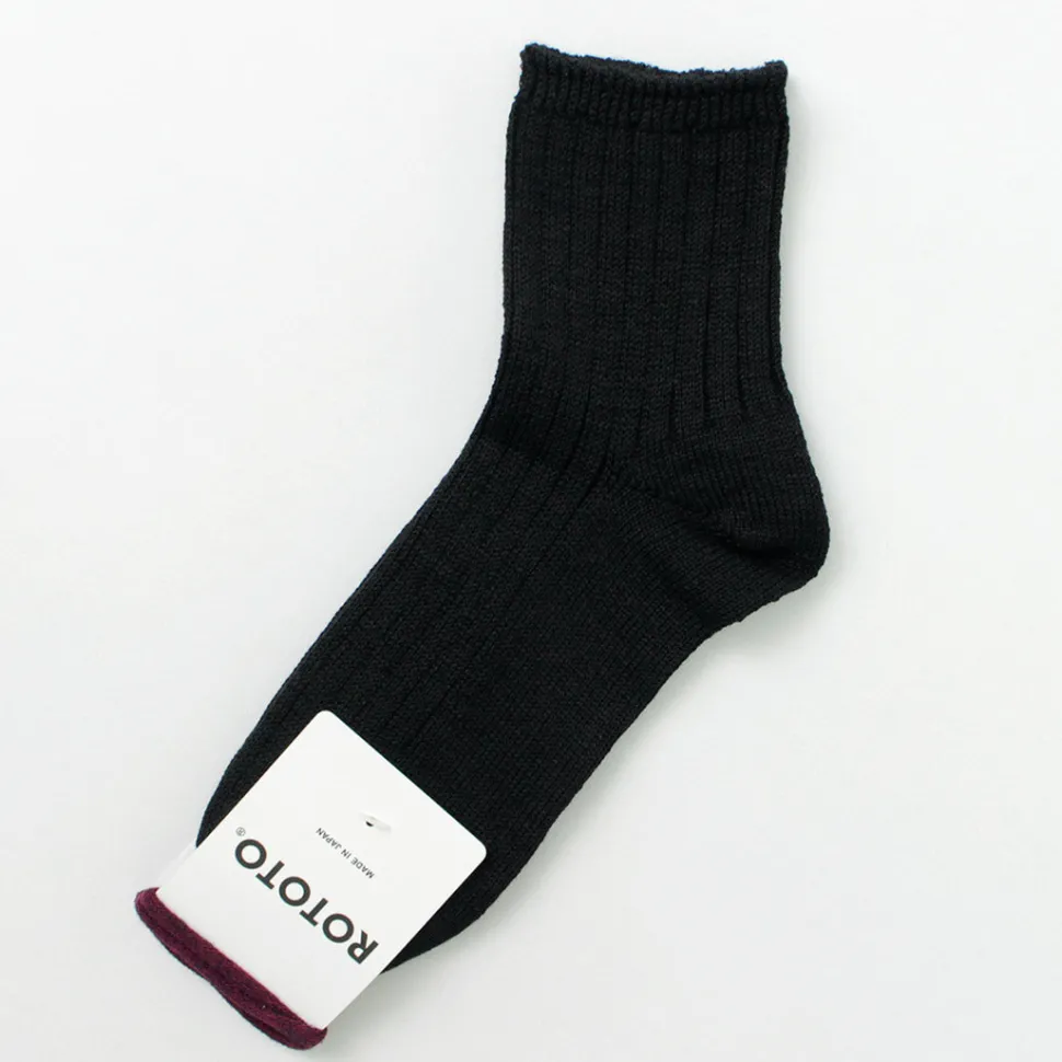 ROTOTO / R1462 Short linen cotton ribbed socks