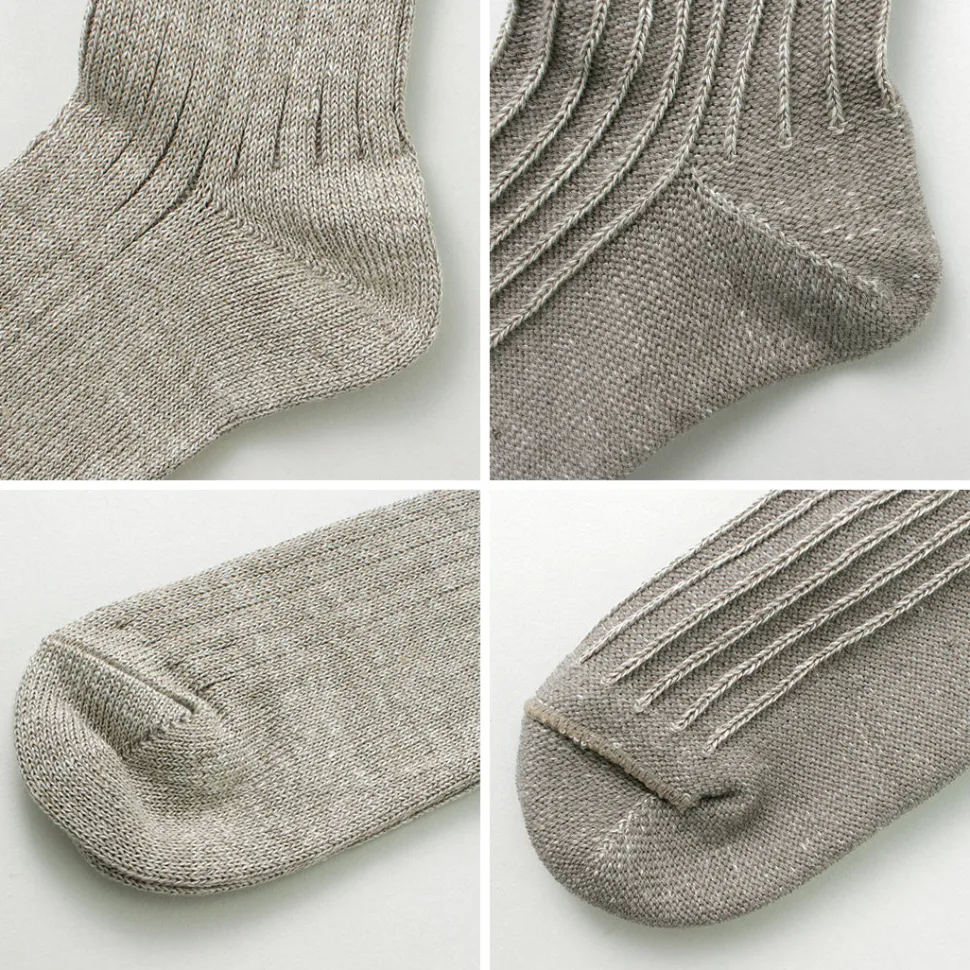 ROTOTO / R1462 Short linen cotton ribbed socks