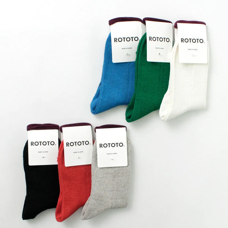 ROTOTO / R1462 Short linen cotton ribbed socks