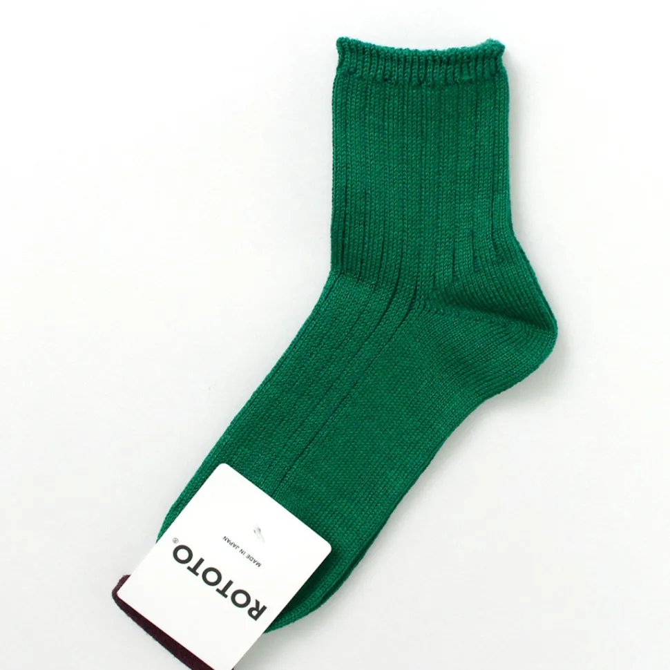 ROTOTO / R1462 Short linen cotton ribbed socks