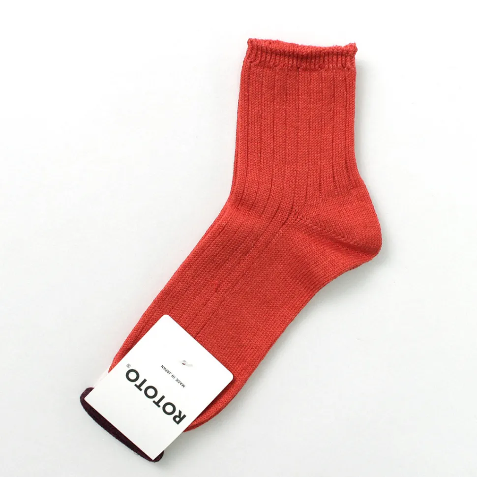 ROTOTO / R1462 Short linen cotton ribbed socks