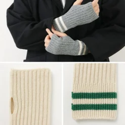 ROTOTO / Striped Seamless Hand Warmer Merino Lamb Wool