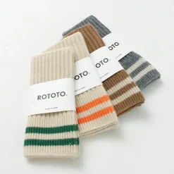 ROTOTO / Striped Seamless Hand Warmer Merino Lamb Wool