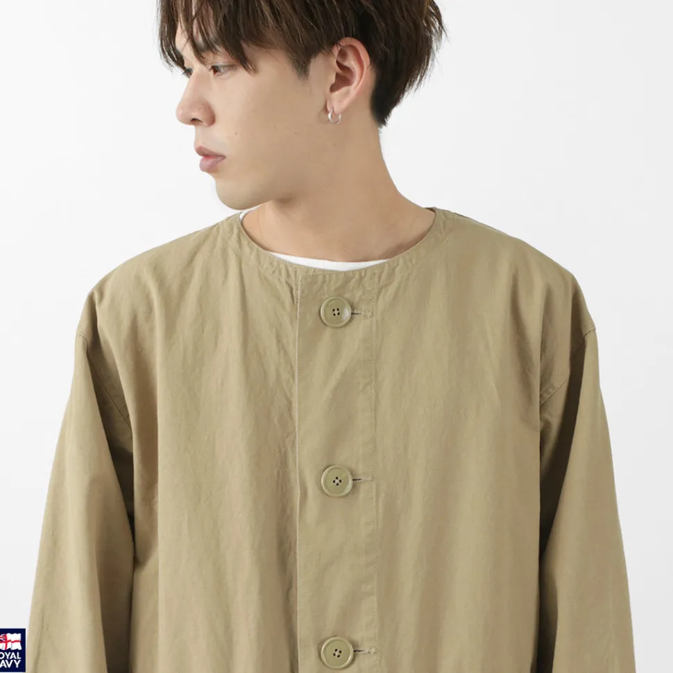 ROYAL NAVY / Snow camo collarless overcoat