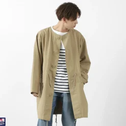 ROYAL NAVY / Snow camo collarless overcoat