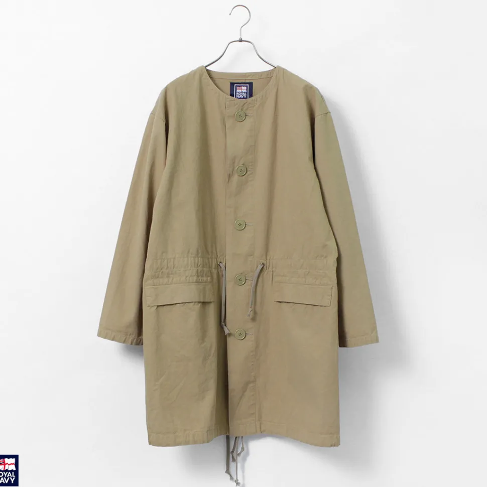 ROYAL NAVY / Snow camo collarless overcoat