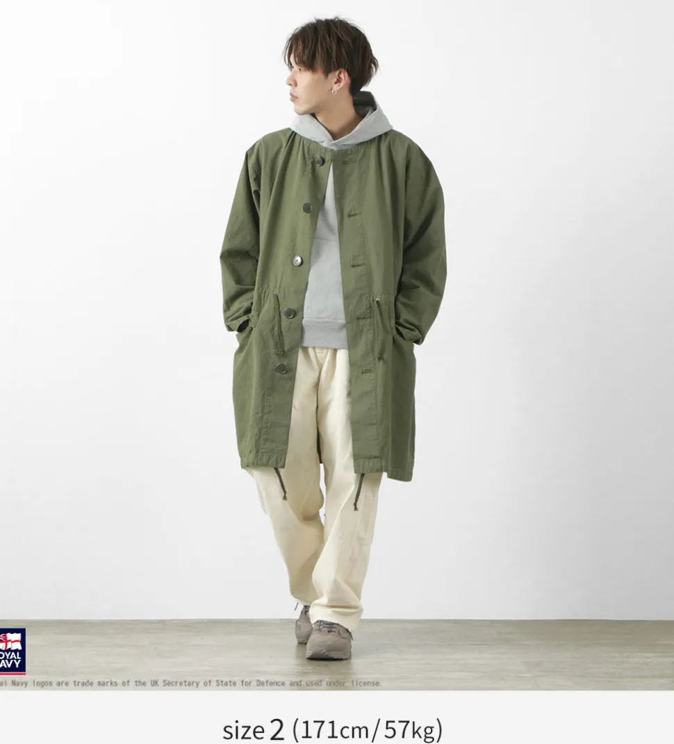 ROYAL NAVY / Snow camo collarless overcoat