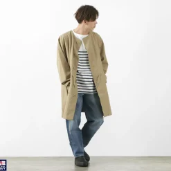 ROYAL NAVY / Snow camo collarless overcoat