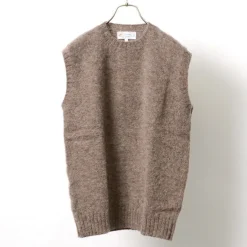 SHETLANDWOOLLENCO / Plain Shaggy Dog Crew Neck Knits Vest
