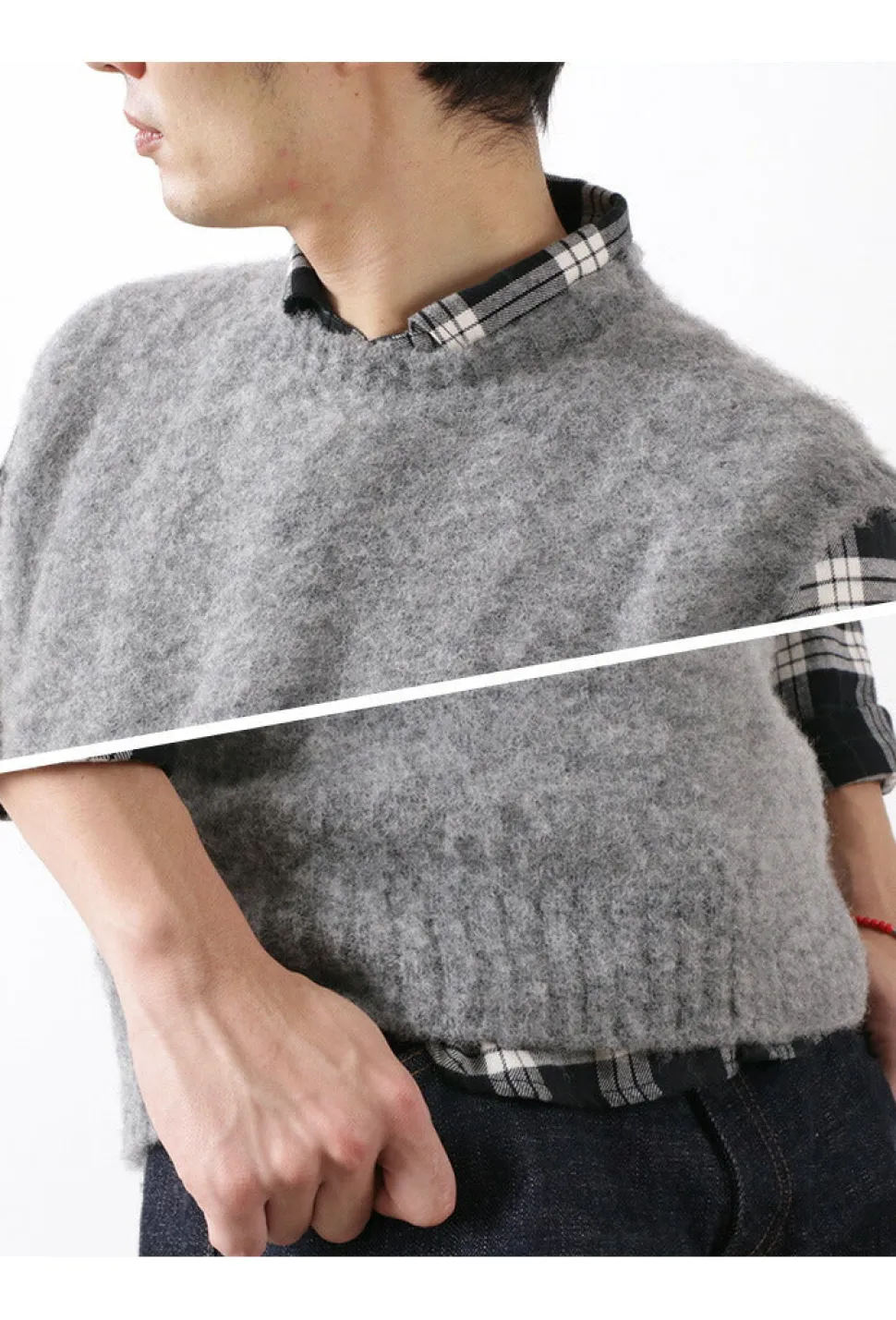 SHETLANDWOOLLENCO / Plain Shaggy Dog Crew Neck Knits Vest