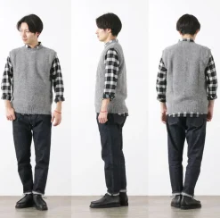 SHETLANDWOOLLENCO / Plain Shaggy Dog Crew Neck Knits Vest