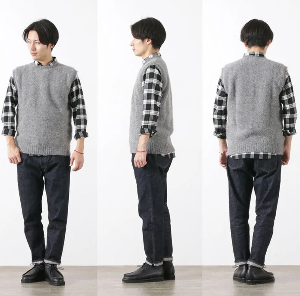 SHETLANDWOOLLENCO / Plain Shaggy Dog Crew Neck Knits Vest