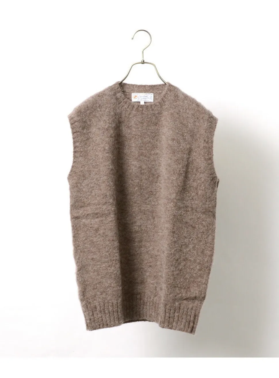 SHETLANDWOOLLENCO / Plain Shaggy Dog Crew Neck Knits Vest