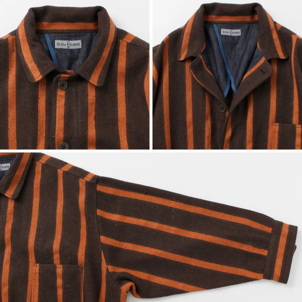 SLOW HANDS / Old School Stripe Loose Fit Coverall Coat
