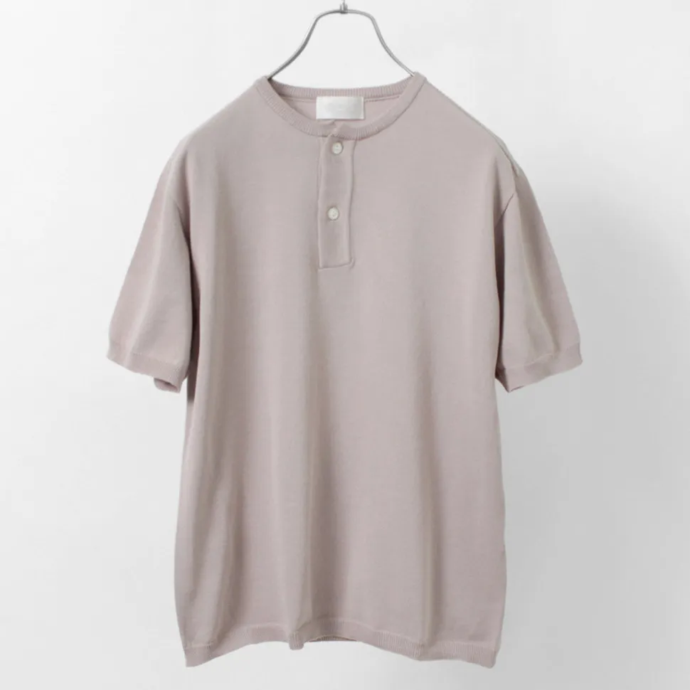 SOGLIA / Cotton Fitted Seamless Henry Neck Knit Tee